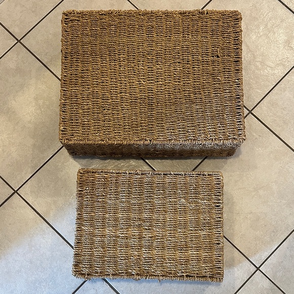 Wicker Rectangular Storage Baskets - Brown - Picture 3 of 8